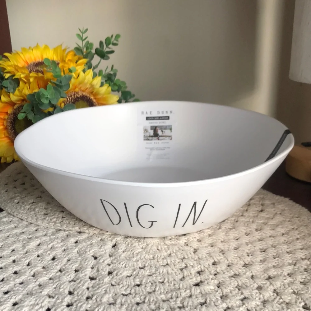 Rae Dunn White 'DIG IN' Melamine Serving Bowl